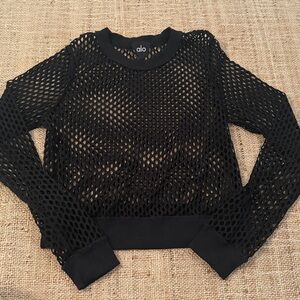 ALO Open Air Mesh Fishnet Black Top
